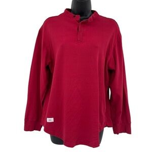 All Rugged Spitalfields long sleeve henley shirt red men's size XL